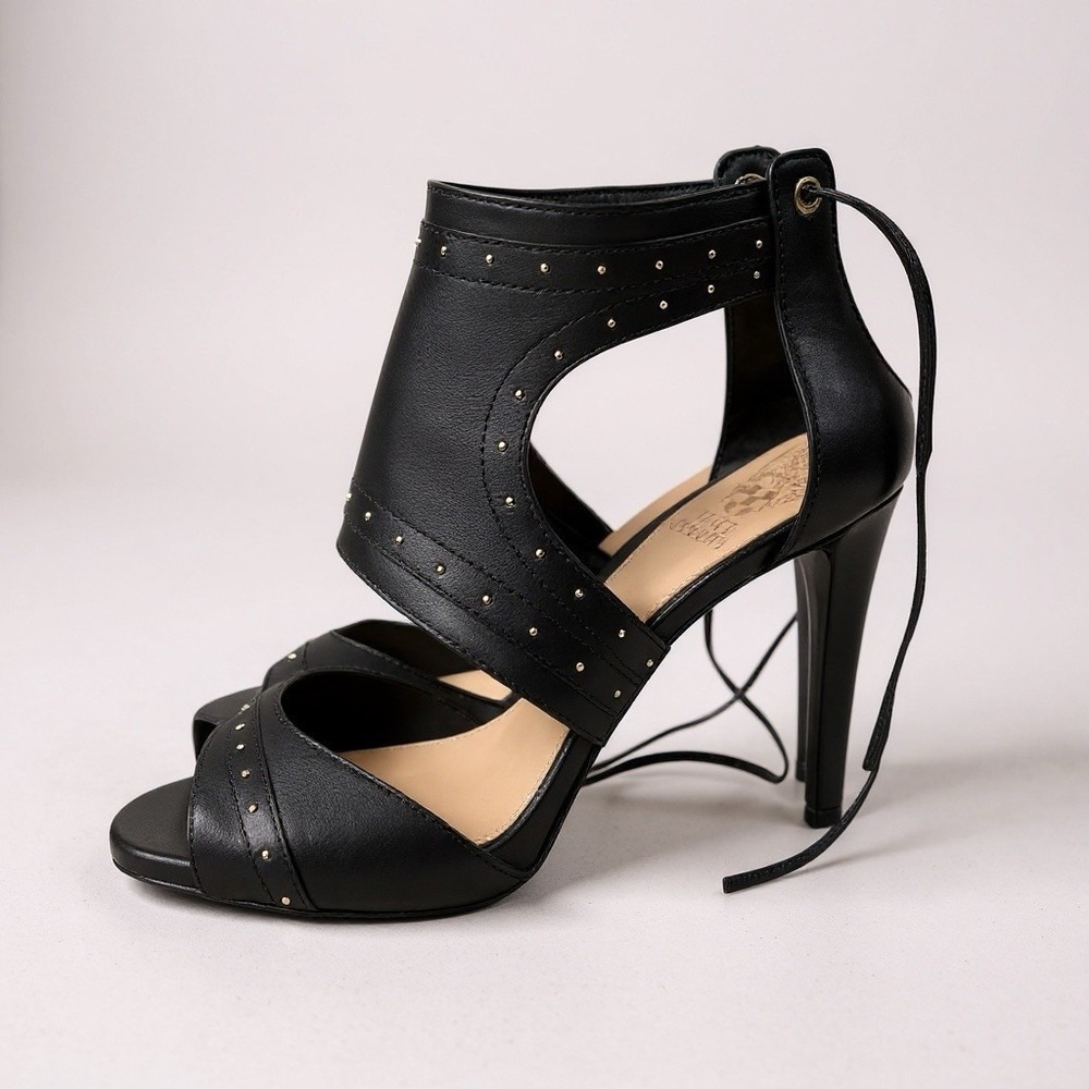 Vince Camuto Black Strappy Studded Heels‎ Sandals Women's 9.5M